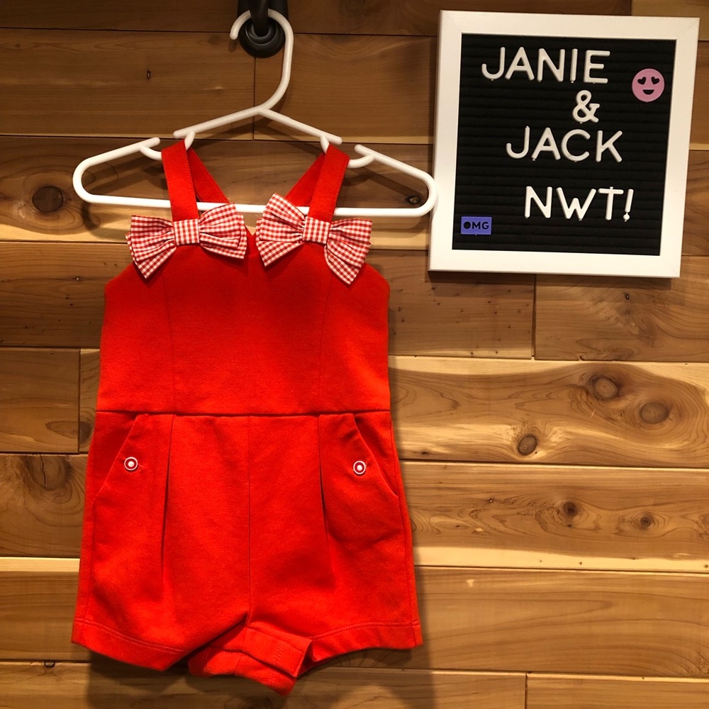 NWT RED ROMPER with convertible button straps